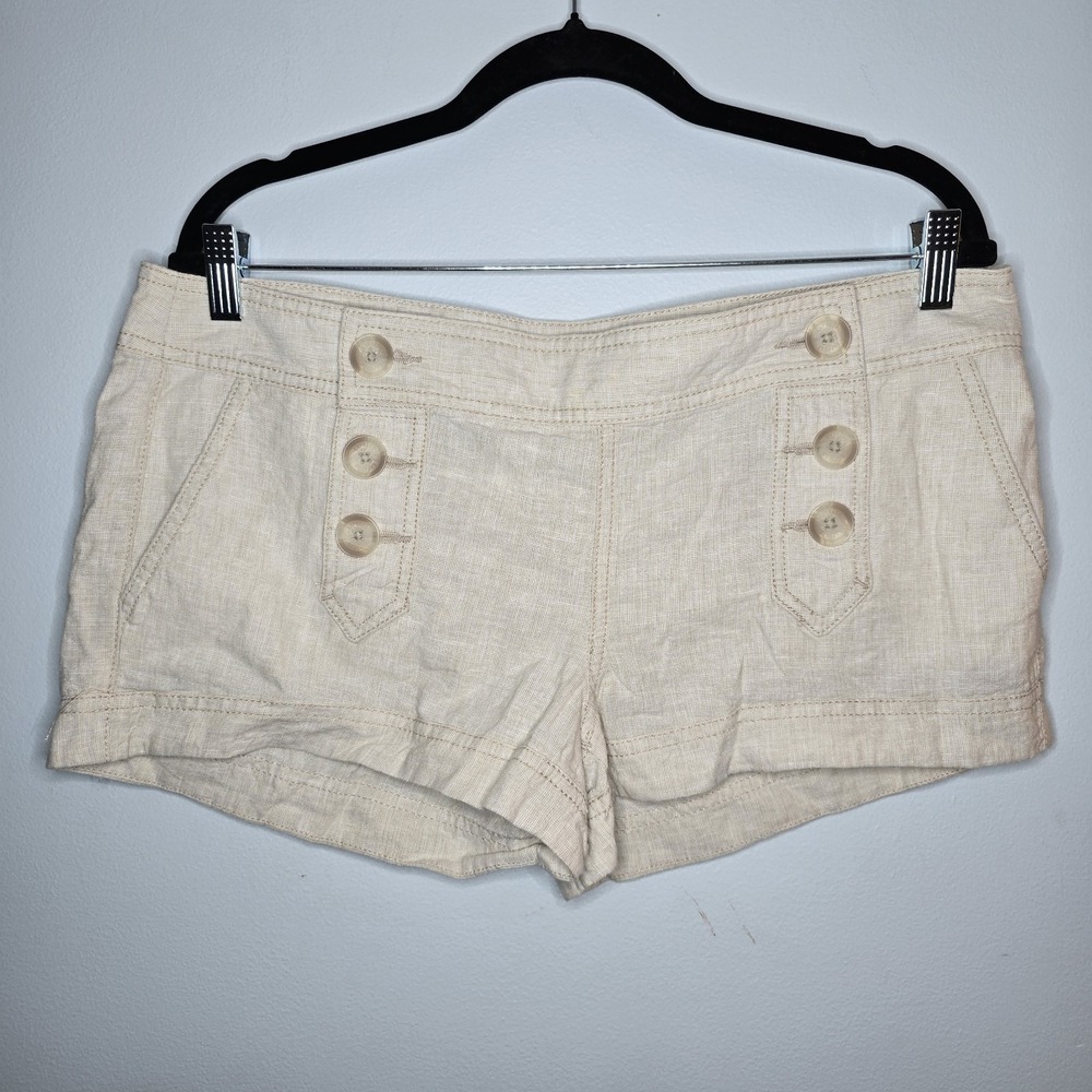 Express Womens Shorts Linen Cotton Blend Beige NWT size 10
